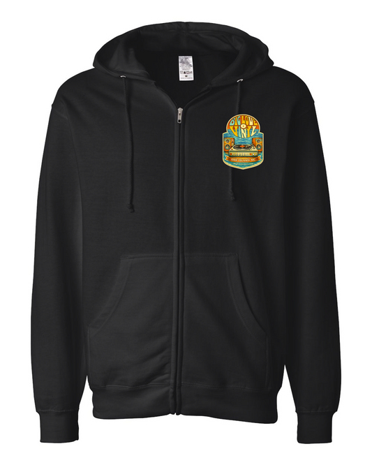 Big Love Vinyl Turntable Ocean Pocket Unisex Midweight Full-Zip Hooded Sweatshirt - SS4500Z