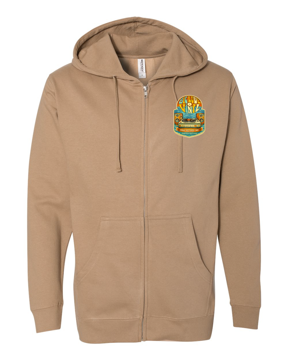 Big Love Vinyl Turntable Ocean Pocket Unisex Midweight Full-Zip Hooded Sweatshirt - SS4500Z